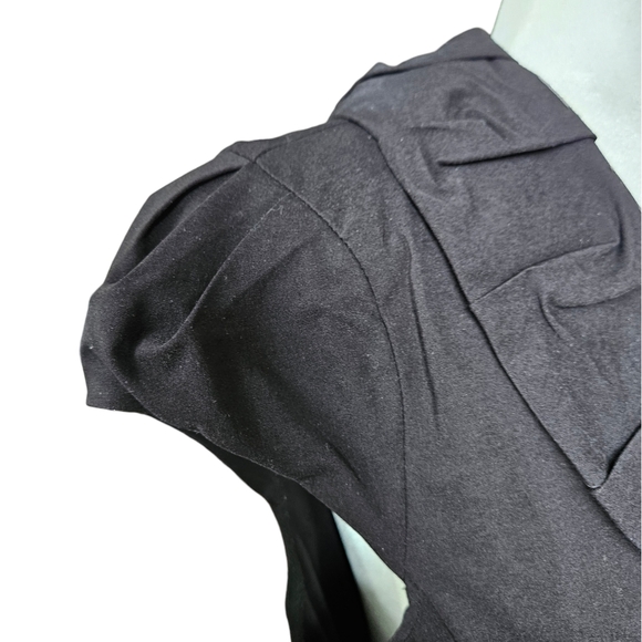 Le Chateau black midi dress with sash rushed shawl collar faux wrap 14/XL/XXL - Picture 10 of 16